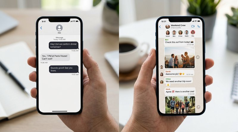 SMS vs WhatsApp para Chats de Grupo Privados: Uma Comparação Aprofundada